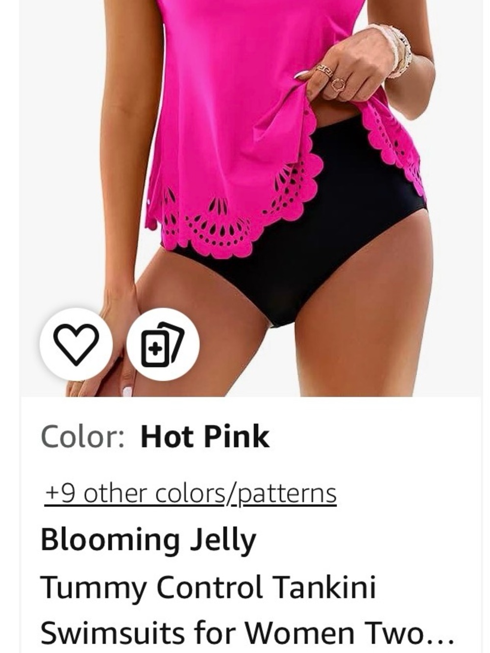 Hot Pink Swim Tankini with Black Trim